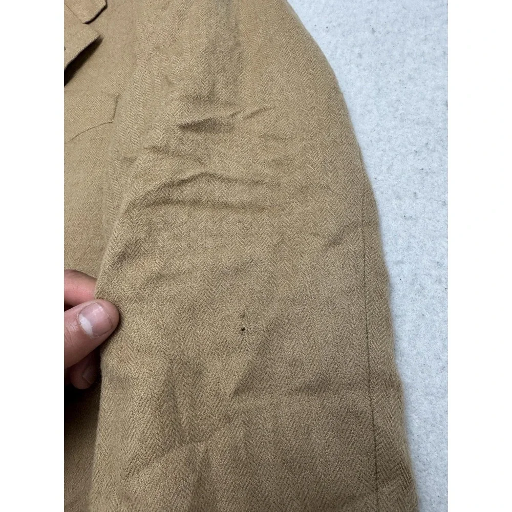 Saks Fifth Avenue Loro Piano Blazer Mens 38 Beige Herringbone 100% Camelhair